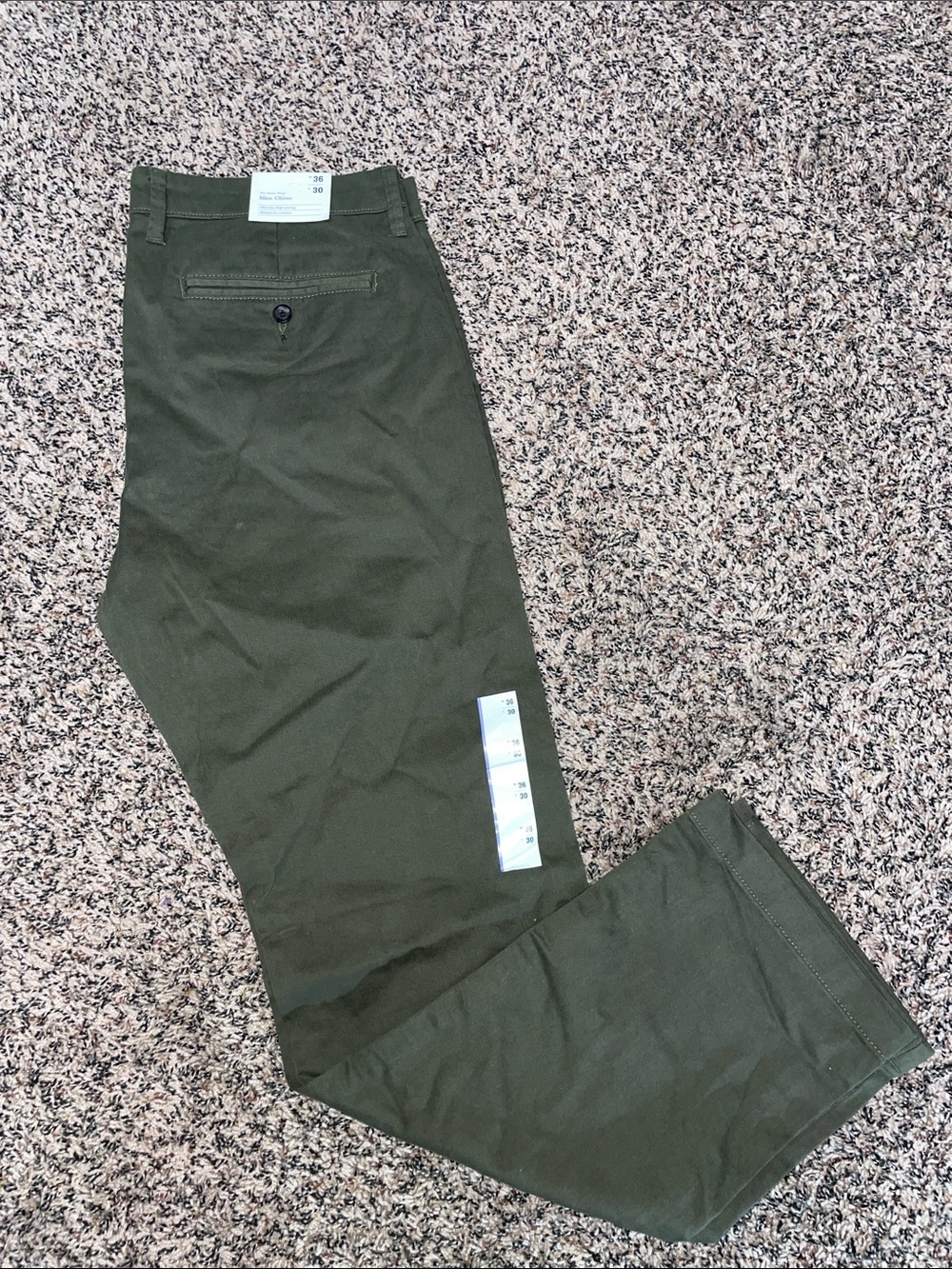 Men's Chinos Olive Green Size 36x30 Slim Taper Goodfellow & Co. NWT